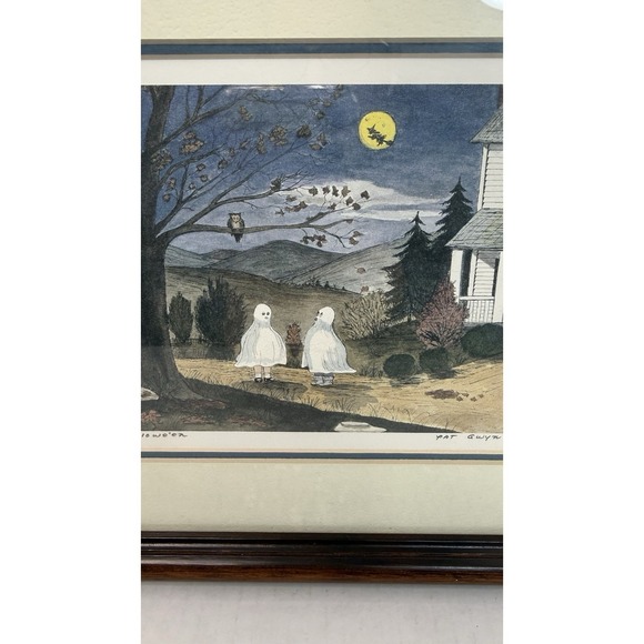 Pat Gwyn Woltz Hallowe'en Mini Print Matted & Framed Signed 7"x5" Frame 11"x9" - Picture 4 of 12